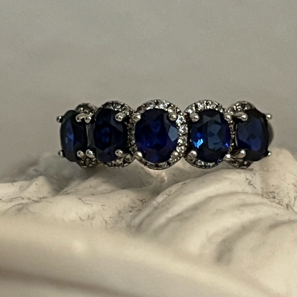 Lab Created Blue Sapphire Sterling Silver 5-Stone
Band - Picture 5 of 9